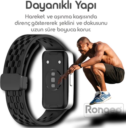 [Air-Loop] Huawei Band 10-9-8 ile Uyumlu Kordon Manyetik Kilit Mekanizmalı Huawei Band 10 Yumuşak Silikon Kordon Nefes Alabilirlik Sağlayan Delikli Tasarım Huawei Band 10 Kordonu