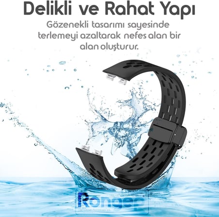[Air-Loop] Huawei Band 10-9-8 ile Uyumlu Kordon Manyetik Kilit Mekanizmalı Huawei Band 10 Yumuşak Silikon Kordon Nefes Alabilirlik Sağlayan Delikli Tasarım Huawei Band 10 Kordonu