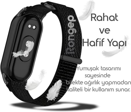 Xiaomi ile Uyumlu Mi Band 10/9/8 için Hook Loop Kumaş Kordon Terletmeyen Nefes Alan Hafif Yapılı Cildi Tahriş Etmeyen Cırt Cırt Tasarımlı Yumuşak ve Rahat Mi Band 10 Kordonu