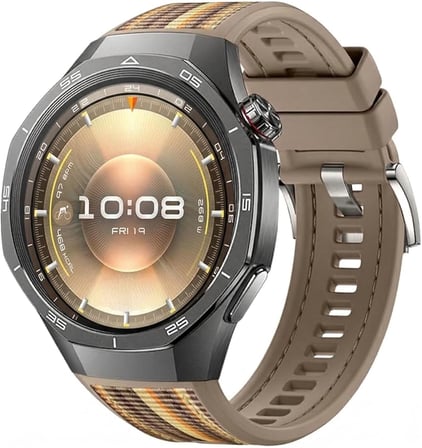[Curved-End] Huawei GT6 Pro 46mm/GT5 Pro 46mm ile Uyumlu Kordon Dokuma Örgülü Yumuşak ve Rahat Kullanımlı GT6 Pro Kordon Dış Yüzeyi Kumaş Kaplama Dikiş Nakışlı GT6 Pro Kordonu