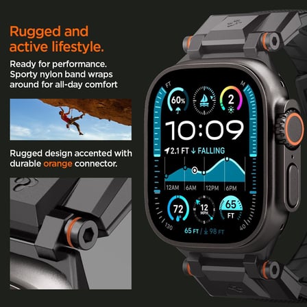 Apple Watch 49/46mm Ultra 4/3/2/1 / Seri 12/11/10 ile Uyumlu Kordon Kayış Band DuraPro Armor Black Edition - AMP09229