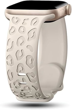 Apple ile Uyumlu Watch 11 10 46mm 9 8 7 6 SE Ultra Uyumlu 42-44-45-49mm Leopar Desenli Silikon Kordon