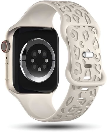 Apple ile Uyumlu Watch 11 10 46mm 9 8 7 6 SE Ultra Uyumlu 42-44-45-49mm Leopar Desenli Silikon Kordon