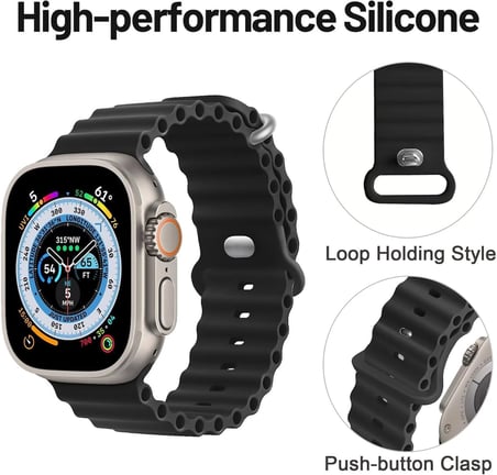 Ocean Band Apple Watch Ultra 49 mm 45 mm 44 mm 42 mm, Kadın Erkek Spor Dış Mekan Silikon Kayış iWatch Serisi Ultra SE 8 7 6 5 4 3 2 1