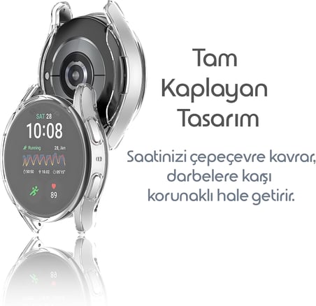 Samsung Galaxy Watch 7 44mm için 360° Kasa Koruyucu Yumuşak TPU Kılıf Dokunmatiği ve Netliği Etkilemeyen Galaxy Watch 7 Ekran Koruyucu Kılıf Darbelere Karşı Galaxy Watch 7 44mm Koruma (Şeffaf)
