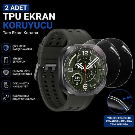 Samsung Galaxy Watch Ultra 47mm İle Uyumlu Ekran Koruyucu, Tam Kaplayan Akıllı Saat Koruması, Çizilmeye Dayanıklı Tpu Koruma 2 Adet, Hd Şeffaf