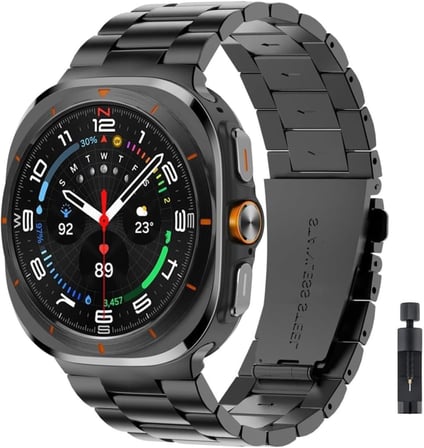 Samsung ile uyumlu Galaxy Watch 7 Ultra 47mm Kordon Klipsli Metal Kordon 04 +Kısaltma Aparatı