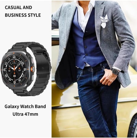 Samsung ile uyumlu Galaxy Watch 7 Ultra 47mm Kordon Klipsli Metal Kordon 04 +Kısaltma Aparatı