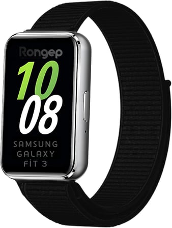 Samsung Galaxy Fit 3 İle Uyumlu Hasırlı Kumaş Kordon Terleme Yapmayan Cildi Tahriş Etmeyen Nefes Alabilir Yapılı Kademeli Cırt Cırt Tasarımlı Deformasyona Dayanıklı Rahat Kayış