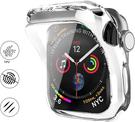 Apple Watch ile Uyumlu Series 10 Şeffaf Kılıf Ekranı Tam Kapatan Silikon Yapılı Ekran Koruma Apple Watch ile uyumlu Series 10 Ekran Koruyucu Şeffaf (46mm)
