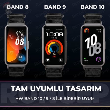 Huawei Band 10-9-8 ile Uyumlu [Hook Loop] Kumaş Kordon Yumuşak ve Konforlu Huawei Band 8 Kordon Terletmeyen Nefes Alabilir Yapılı Cırt Cırt Tasarımlı Huawei Band 10 Kordonu