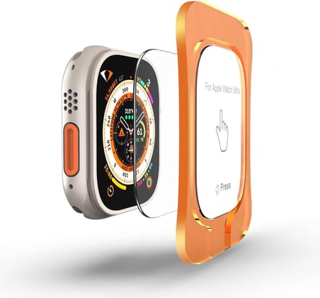 Apple Watch Ultra 2, Ultra 49Mm İle Uyumlu, 49Mm Ekran Koruyucu, Kolay Hizalama Cercevesi İle Kurulum, Su Gecirmez, Uhd Temperli Cam, Watch Screen Protector, (Otomatik Hizalama Aparatli)