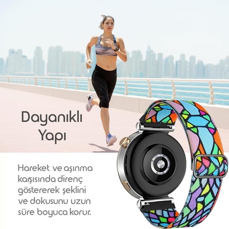 Bahar Serisi 18mm Esnek Kumaş Kordon Huawei ile Uyumlu GT5 41mm/GT5 Pro 42mm/GT4 41mm için Terleme Karşıtı Nefes Alabilen Bileğe Göre Ayarlanabilen Elastik Kayış
