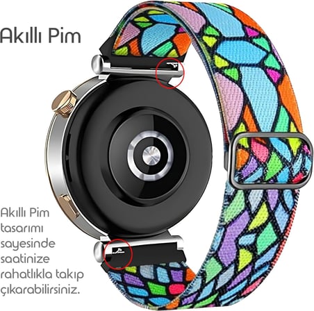 Bahar Serisi 18mm Esnek Kumaş Kordon Huawei ile Uyumlu GT5 41mm/GT5 Pro 42mm/GT4 41mm için Terleme Karşıtı Nefes Alabilen Bileğe Göre Ayarlanabilen Elastik Kayış
