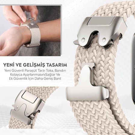 Apple Watch Series SE/11/10/9/8/7/6/5/4/3 ile Uyumlu Kumaş Kordon 49mm/46mm/45mm/44mm (Series 1-3 - 42MM)