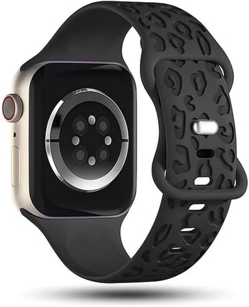 Apple ile Uyumlu Watch 11 10 42mm – 6 7 8 9 10 Se Uyumlu 38-40-41mm Leopar Desenli Silikon Kordon