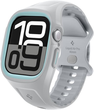 Apple Watch 46mm Seri 11/10 ile Uyumlu Kılıf & Kordon Kayış Liquid Air Pro Gray - ACS09318