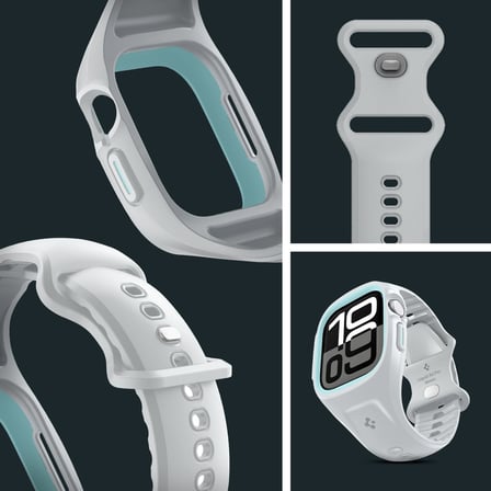 Apple Watch 46mm Seri 11/10 ile Uyumlu Kılıf & Kordon Kayış Liquid Air Pro Gray - ACS09318
