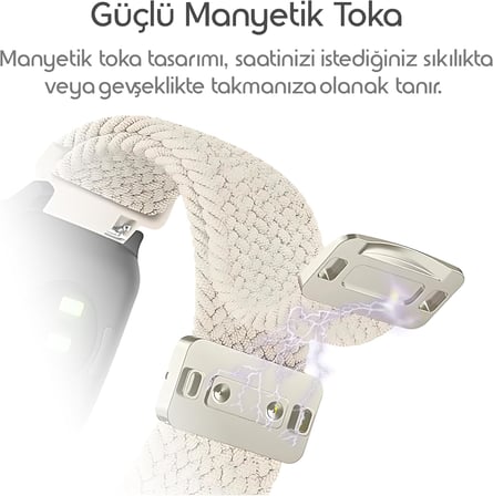 Örgü Loop 18mm Kumaş Kordon Huawei ile Uyumlu GT5 41mm/GT5 Pro 42mm/GT4 41mm için Manyetik Tokalı Terlemeye Karşı Nefes Alabilen Bileğe Göre Ayarlanabilen Elastik Kayış