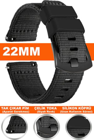 Huawei Watch Gt Gt2 Gt3 Gt4 Gt5 Pro 46mm-Xiaomi Watch 5 Active-lite Uyumlu 22mm Nato Perlon Kumaş Saat Kordonu Kayışı NT1