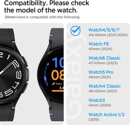 Galaxy Watch Serileri ile Uyumlu Kordon Kayış Band Modern Fit Silver - AMP03870