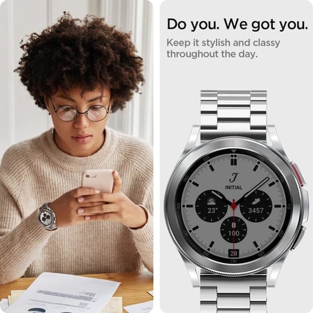 Galaxy Watch Serileri ile Uyumlu Kordon Kayış Band Modern Fit Silver - AMP03870