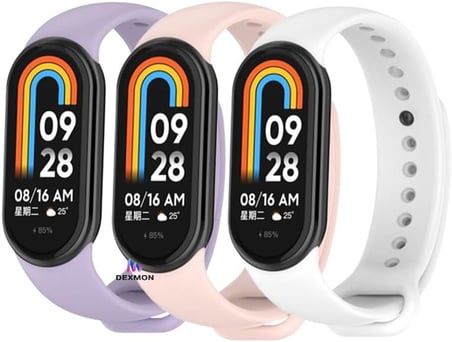 Xiaomi ile Uyumlu Mi Band 8 Mi Band 9 Mi Band 10 Uyumlu 3'lü Paket Silikon Kordon Seti Bileklik Metal Pimli