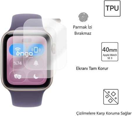 Apple Watch Se 3 44mm İle Uyumlu Ekran Koruyucu, Tam Kaplayan Akıllı Saat Koruması, Çizilmeye Dayanıklı Tpu Koruma 2 Adet, Hd Şeffaf