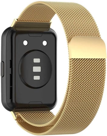 Huawei Watch Fit 2 Uyumlu Manyetik Milano Loop Metal Hasır Kordon – Şık, Ayarlanabilir, Nefes Alabilir Tasarım - Pembe