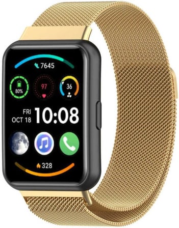 Huawei Watch Fit 2 Uyumlu Manyetik Milano Loop Metal Hasır Kordon – Şık, Ayarlanabilir, Nefes Alabilir Tasarım - Pembe