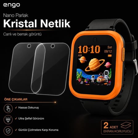 Tcl Kids Watch K5 İle Uyumlu Ekran Koruyucu Nano Parlak Çizilmeye Dayanıklı Akıllı Saat Koruması, 9h Kırılmaz Esnek Cam, Hd Şeffaf 2 Adet Mt50v