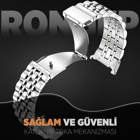[Prestige Steell] Samsung Galaxy Watch 9/8 44mm/40mm/Classic 46mm ile Uyumlu Çelik Kordon [Kısaltma Aparatlı] Paslanmaya Dayanıklı Katlanır Toka Mekanizmalı Samsung Watch 9 Kordon