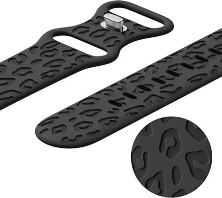 Apple ile Uyumlu Watch 11 10 42-46mm / 9 8 7 6 5 4 3 2 1 SE Ultra Uyumlu 49-45-44-42-38-40-41mm Leopar Desenli 2'li Silikon Kordon Seti
