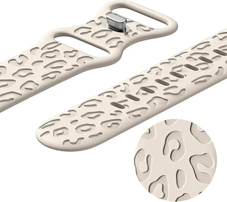 Apple ile Uyumlu Watch 11 10 42-46mm / 9 8 7 6 5 4 3 2 1 SE Ultra Uyumlu 49-45-44-42-38-40-41mm Leopar Desenli 2'li Silikon Kordon Seti