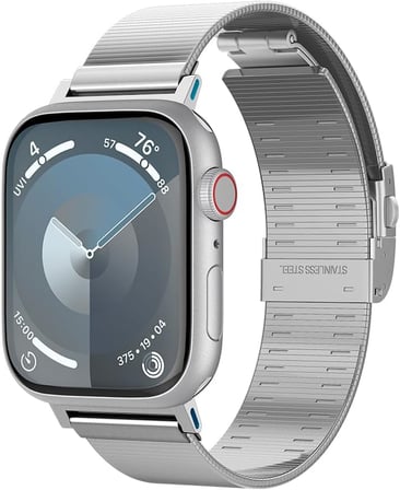 Apple Watch 42/41/40mm Seri 11/10 / 9/8/7 / SE2/SE/6/5/4 ile Uyumlu Kordon Kayış Band Sleek Link Silver - AMP07225