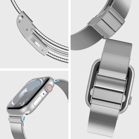 Apple Watch 42/41/40mm Seri 11/10 / 9/8/7 / SE2/SE/6/5/4 ile Uyumlu Kordon Kayış Band Sleek Link Silver - AMP07225