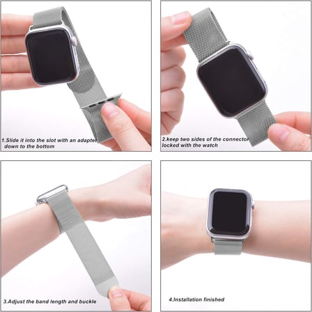 Apple Watch Series 7 45mm için Kordon Milan İlmik Gümüş [Watch Series 7 45mm ile Uyumlu Kordon - Gümüş]