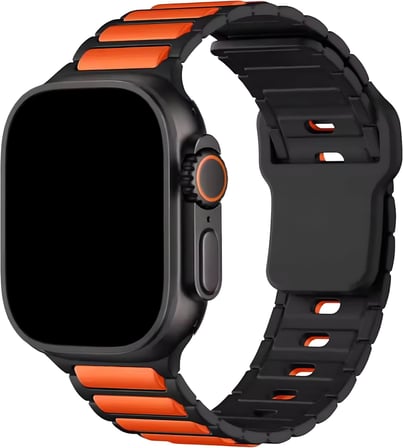 Apple Watch 11 10 9 8 7 6 SE Ultra Uyumlu 42 44 45 46 49mm Çift Renk Bakla Desen Hibrit Silikon Kordon