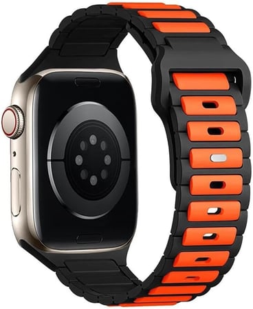 Apple Watch 11 10 9 8 7 6 SE Ultra Uyumlu 42 44 45 46 49mm Çift Renk Bakla Desen Hibrit Silikon Kordon