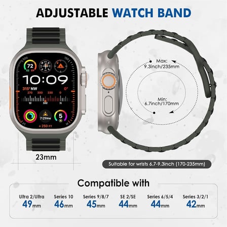 Apple Watch 11 10 9 8 7 6 SE Ultra Uyumlu 42 44 45 46 49mm Çift Renk Bakla Desen Hibrit Silikon Kordon