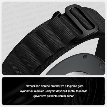 Samsung Galaxy Watch 9/8 (40mm/44mm) ve Watch 8 Classic (46mm) ile Uyumlu Metal Bağlantılı, Hafif ve Yumuşak Kumaş Alpine Loop Kordon