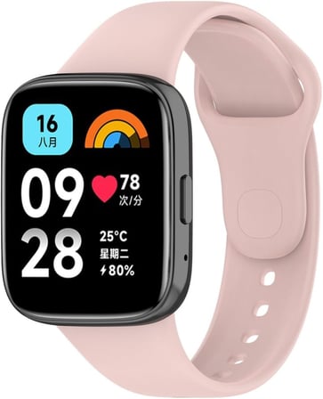 Akıllı Saat Kordonu, Redmi Watch 3 Active ile Uyumlu Silikon Tokalı Saat Kayışı, Terletmeyen Ayarlanabilir Yedek Kordon - Pembe