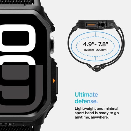 Apple Watch 42mm Seri 11/10 ile Uyumlu Kılıf & Kordon Kayış Lite Fit Pro Matte Black - ACS08594