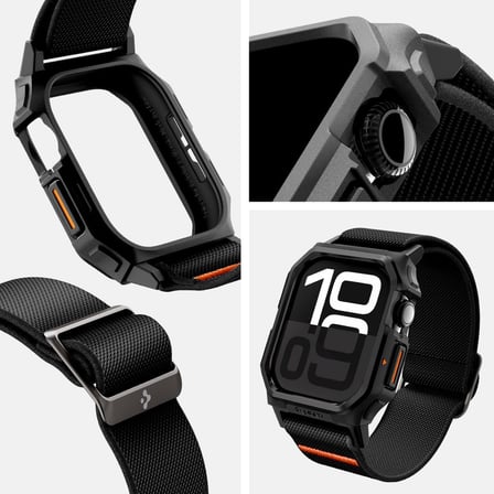 Apple Watch 42mm Seri 11/10 ile Uyumlu Kılıf & Kordon Kayış Lite Fit Pro Matte Black - ACS08594