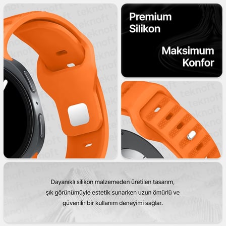Samsung Galaxy Watch 9/8 (40mm/44mm) ve Watch 8 Classic (46mm) ile Uyumlu Konforlu ve Yumuşak Rugged Silikon Kordon