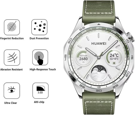 Huawei ile uyumlu Watch GT 6 46mm Kolay Uygulama Aparatlı Cam Ekran Koruyucu 01 (41/42MM DEĞİL)