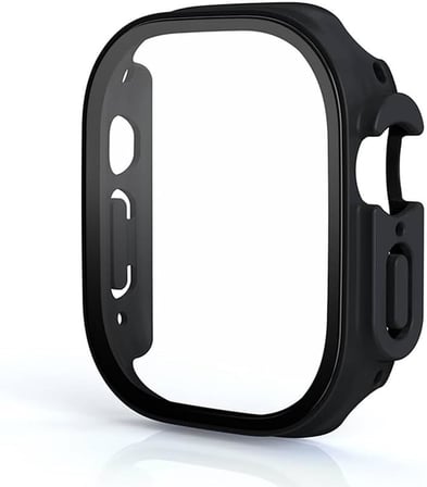 Apple Watch Ultra ile Uyumlu 49mm ile uyumlu PC Çerçeve Tam Koruyucu Kılıf, Apple Watch Ultra için 49mm Köşeleri Kapatan Koruyucu Siyah (Önü Kapalı)