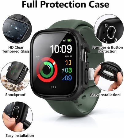 Apple Watch Ultra ile Uyumlu 49mm ile uyumlu PC Çerçeve Tam Koruyucu Kılıf, Apple Watch Ultra için 49mm Köşeleri Kapatan Koruyucu Siyah (Önü Kapalı)