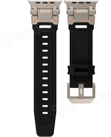 Apple Watch Ultra 1/2/3 49mm ile Uyumlu Titanyum Metal Bağlantı Kitli Silikon Kordon 101