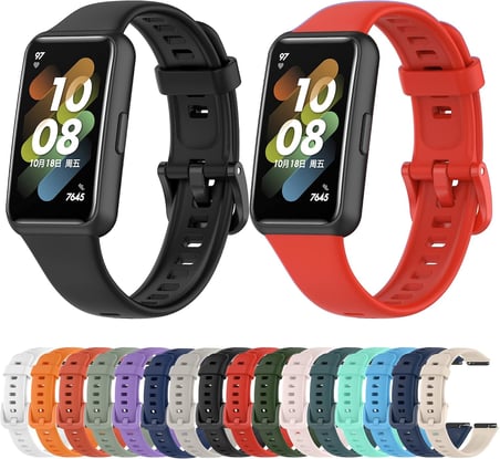 Huawei Band 7 ile uyumlu Saat Kayışı Ent Kaliteli Huawei Mi Band 7 ile uyumlu Spor Saat Kontrast Renkli Lagniappe Silikon Kordon